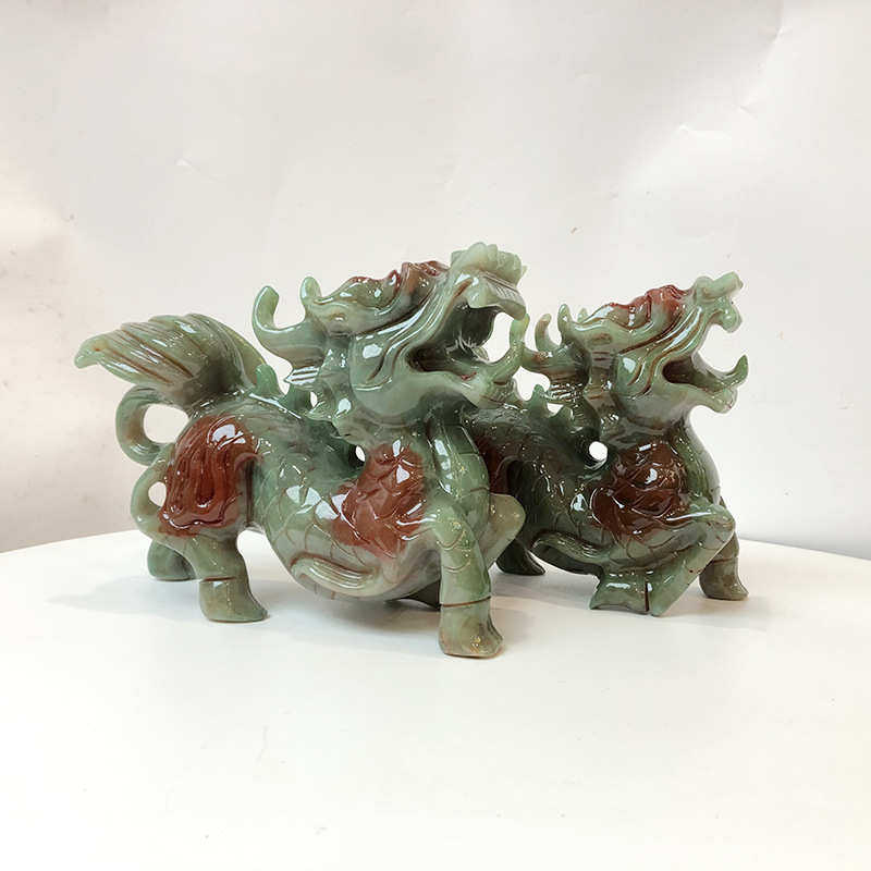 钰程本命年玉器 20厘米岫玉麒麟 龙龟 貔貅 摆件财位家居玉工艺品