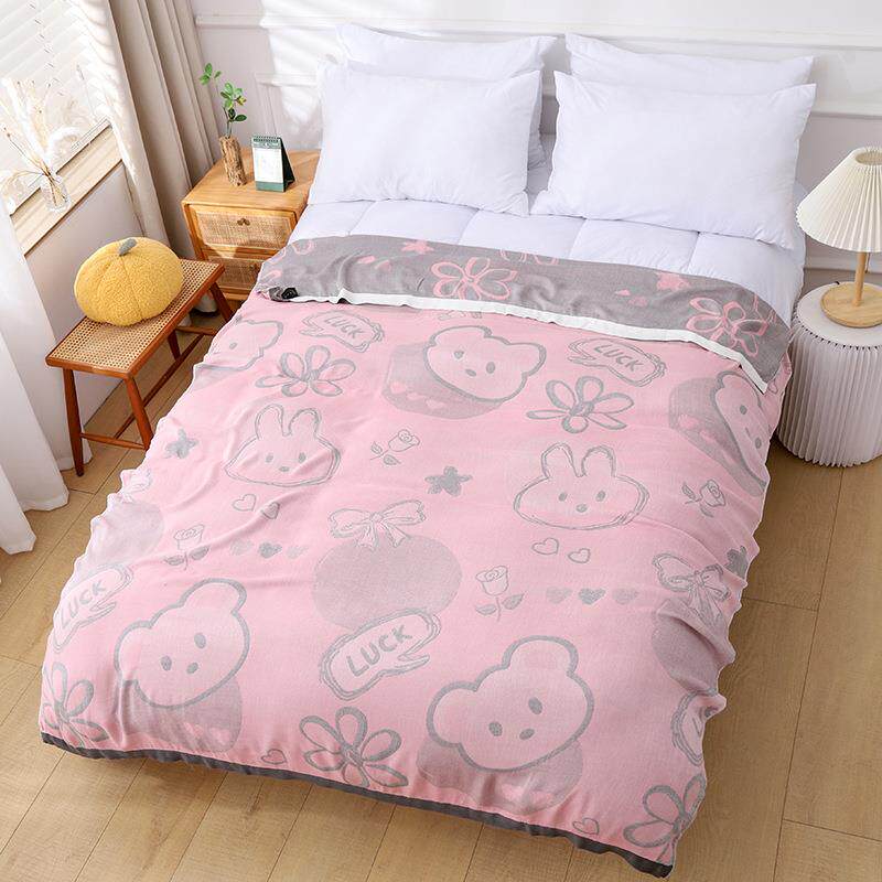 竹纤维盖毯夏季薄款纱布冷感毯毛巾被冰丝凉感午睡沙发毯子双层