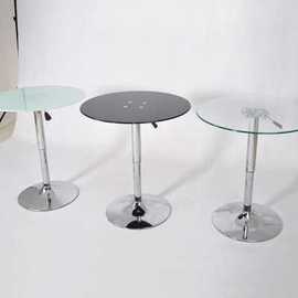 圆形升降钢化玻璃桌商务，洽谈桌会客圆桌展台，签约x桌子可调高度