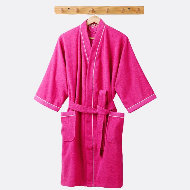纯棉游泳吸水浴袍女夏九分袖毛巾料汗蒸服和服男夏薄款浴衣
