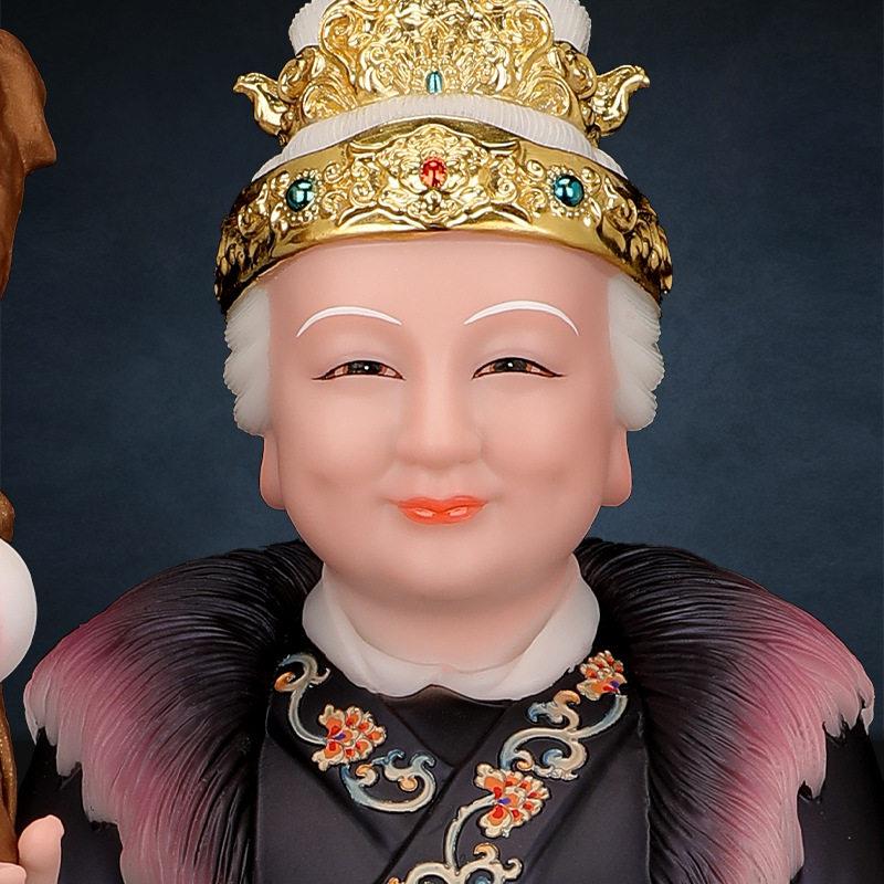 坐狐黑妈妈像仿汉白玉九尾毛领黑老太太神像真身供奉家用堂口铁刹