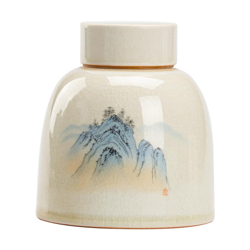 日式仿古茶叶罐草木灰古青釉小号陶瓷创意手工茶罐定制