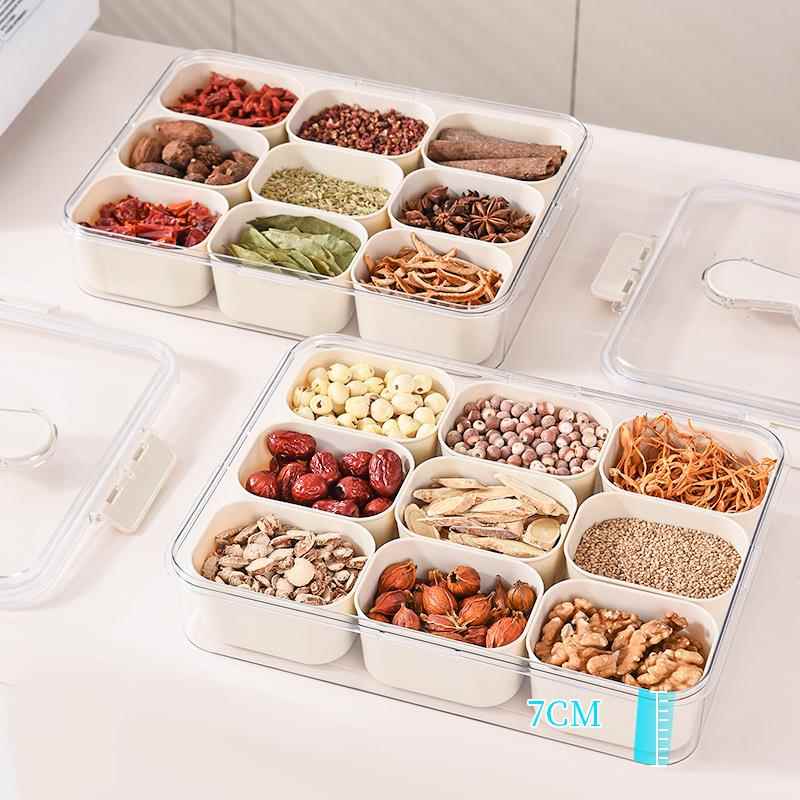 分格厨房调味盒 密封水果盒 食品收纳盒 带盖冰箱保鲜盒 香配料盒