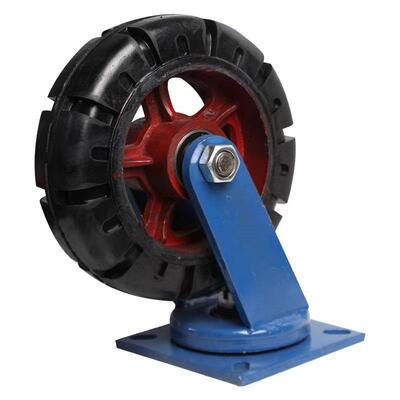 超重型轮子静音脚轮万向刹车轮6寸81012铁芯橡胶拖