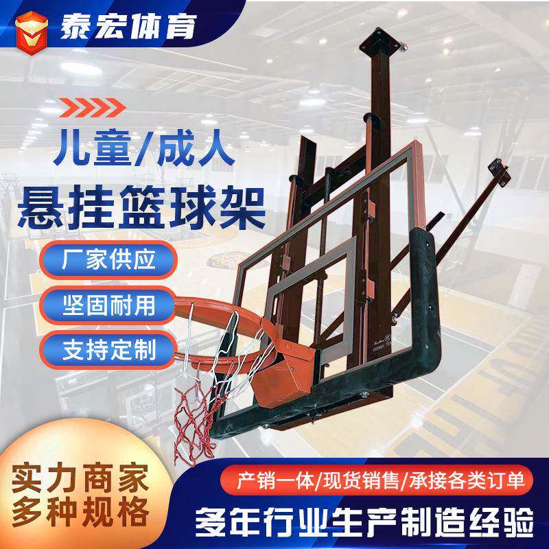 电动垂直篮球架吊顶悬挂式篮球架壁挂式遥控升降室内篮球框架厂家