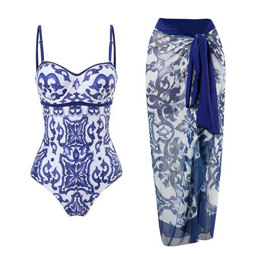 Womens Leaf Print Asymmetrical Slim-Fitting One-Piece