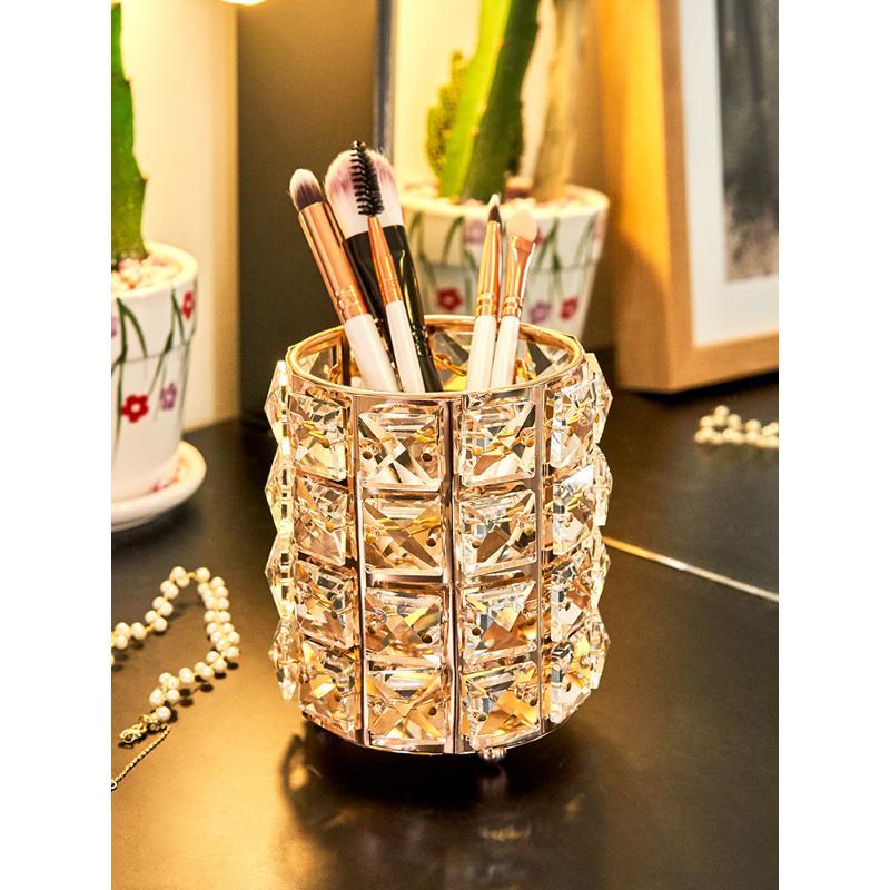 欧式水晶化妆刷收纳筒刷子眉笔桶化妆品收纳盒宿舍神器口红置物架