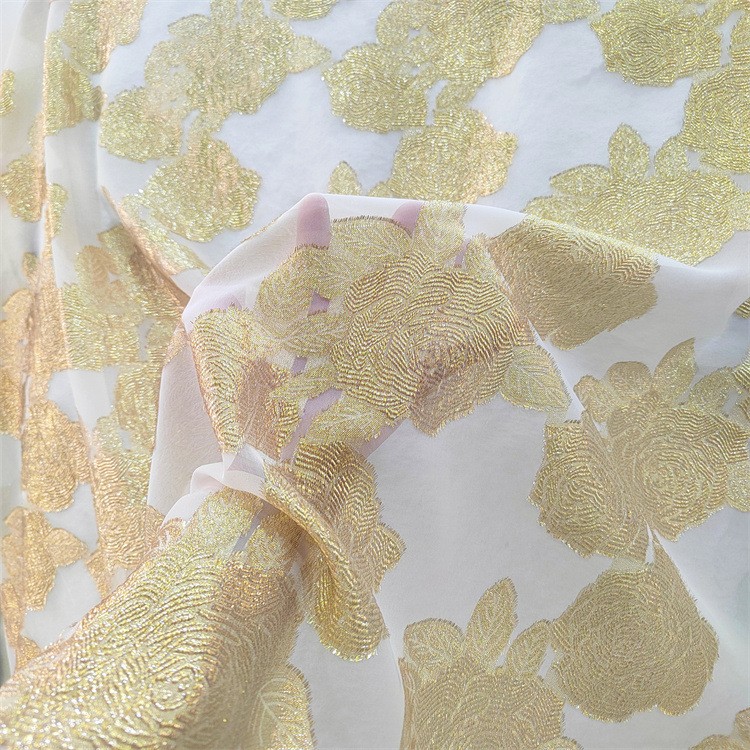 金丝剪花春夏雪纺女装衬衫连衣裙汉服面料金属丝花朵剪花系列