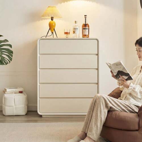 实木五斗柜奶油风卧室客厅角落大容量收纳柜靠墙抽屉柜立柜六斗柜