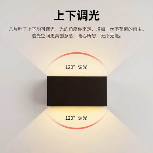 外墙简壁约灯长方形防水led室外壁灯阳台双头四叶长方外户墙别墅