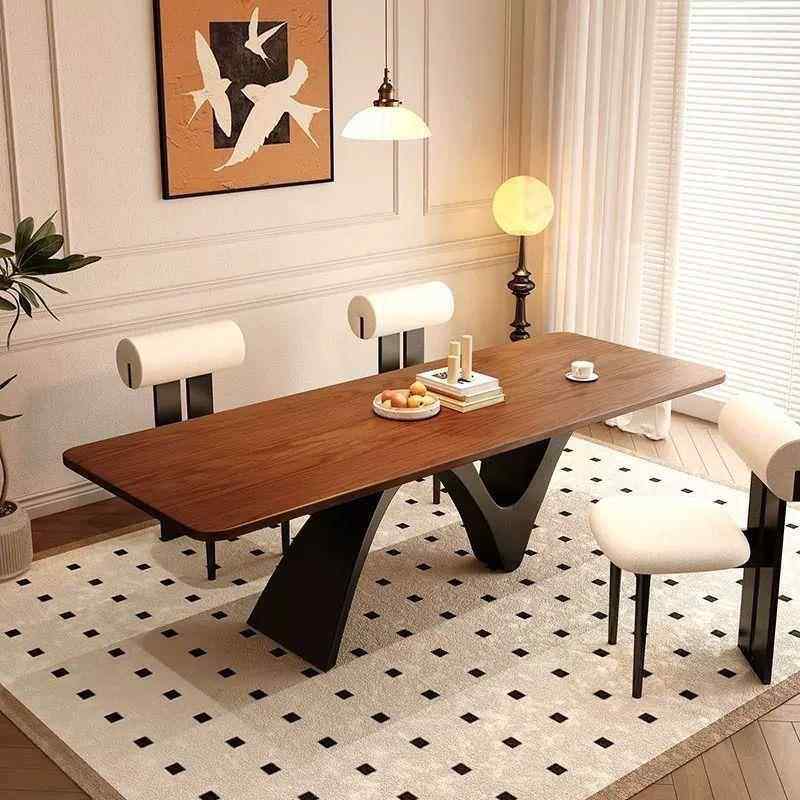 实木餐桌法式复古书桌纯天然原木客厅家用北欧简约现代小户型极简