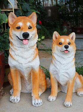 宠物狗柴犬模型秋田犬摆件庭院花园客厅家居装饰动物雕塑造型手工