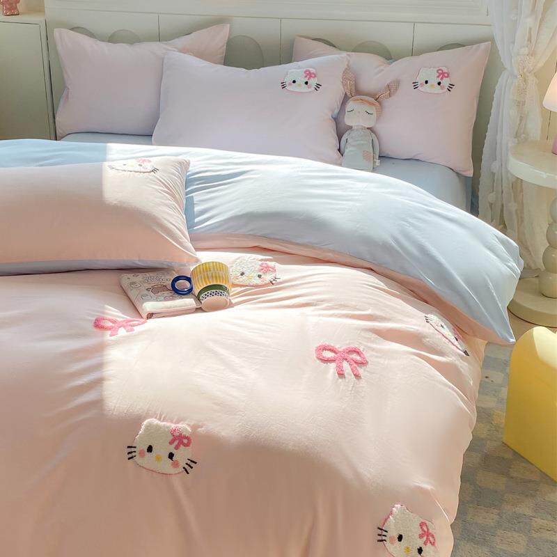 纯棉床上四件套2025新款毛巾绣全棉床品学生宿舍被套床单人三件套