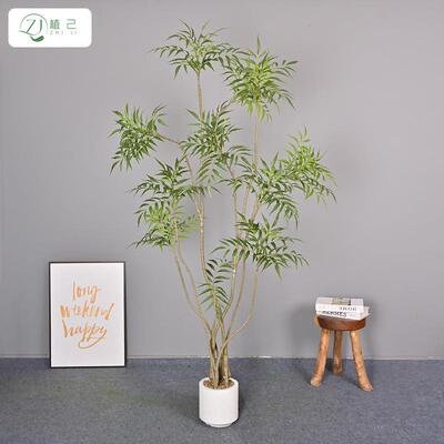 仿真十大劳zj565132假植物天室内家居装饰功落盆栽绿植橱窗地竹叶