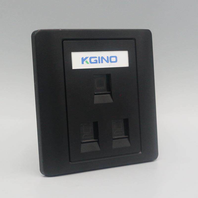 三口信息面板黑色86型双口电脑电视插座网络模块有线电视墙壁插座