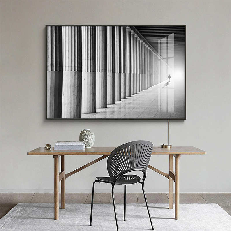 工业风北欧现代装饰画办公室挂画小众轻奢壁画黑白人物简约墙壁画图片