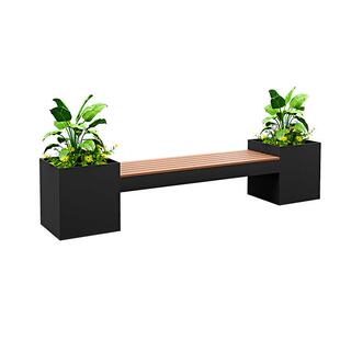 户外太阳能铁艺花箱街道庭院LED发光花盆不锈钢花槽围栏隔断外摆