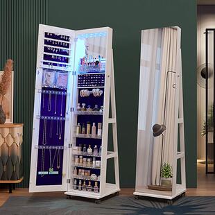 无框移动全身镜智能360度旋转全身镜子落地镜立式 首饰收纳全身镜