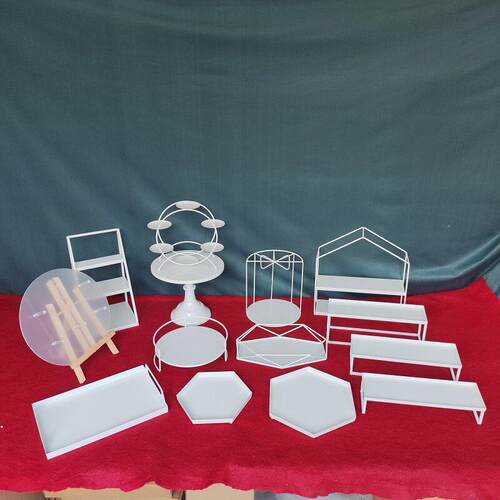 欧式甜品桌摆件展示架白铁蛋糕托盘下午茶点心架冷餐茶歇桌