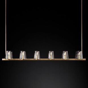 北欧轻奢简约艺术客餐桌吧台岛台长形吊灯 跨境rh灯具Pauillac美式