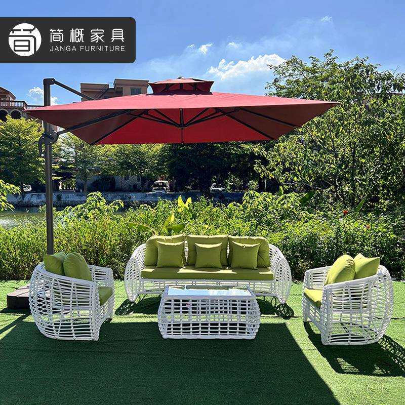 户外沙发庭院花园酒店创意藤竹沙发茶几一套民宿露台佛山家具