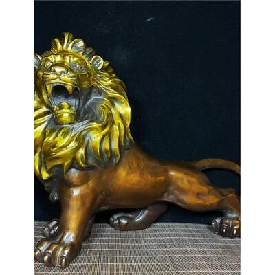 纯铜狮子摆件吉祥物狮子家居办公室装饰工艺品电视柜狮子百兽之王