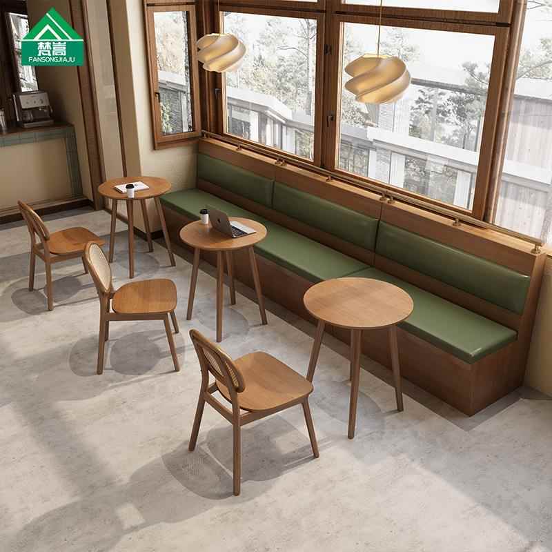 连锁主题餐厅卡座沙发咖啡厅料理店桌椅茶餐厅餐饮编藤桌椅组合