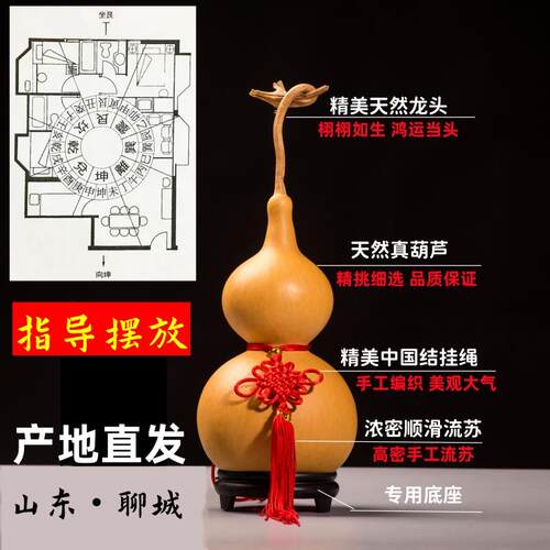 天然真文玩宝巨型特大小葫芦挂件带龙头木胡芦工艺品客厅门口摆件