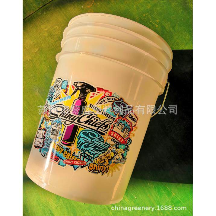 美式塑料洗车桶 5.28加仑20L 半透明螺旋盖洗车桶 带洗车滤网