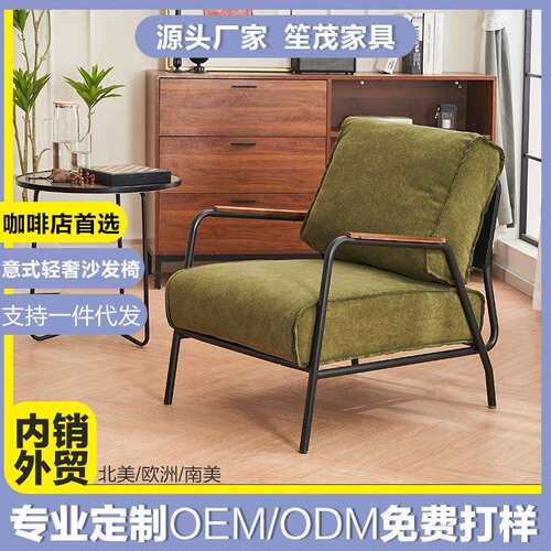 单人沙发设计师极简休闲椅咖啡厅客厅现代轻奢酒店意式单椅老虎椅