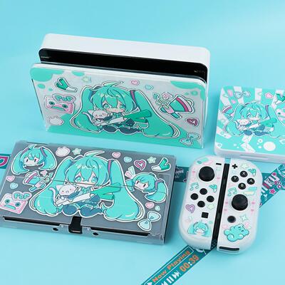 原创任天堂switch oled保护壳 初音未来NS分体式硬壳游戏机保护套