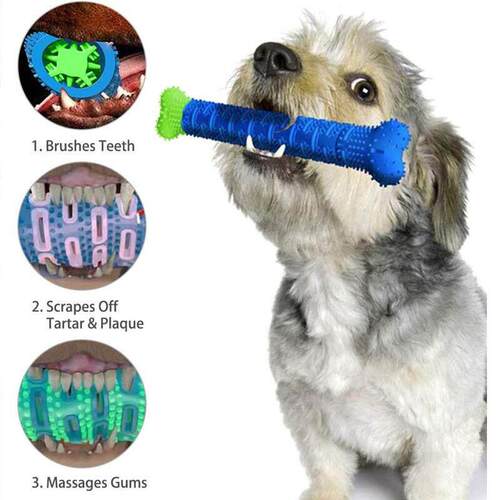 Puppy Brush Dog Toothbrush Chew Toy Stick Cleaning Massager