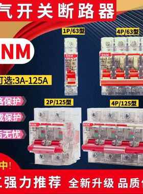 透明小型断路器DZ47-63空气开关1P 2P 3P 4P家用保护器32A63A100A