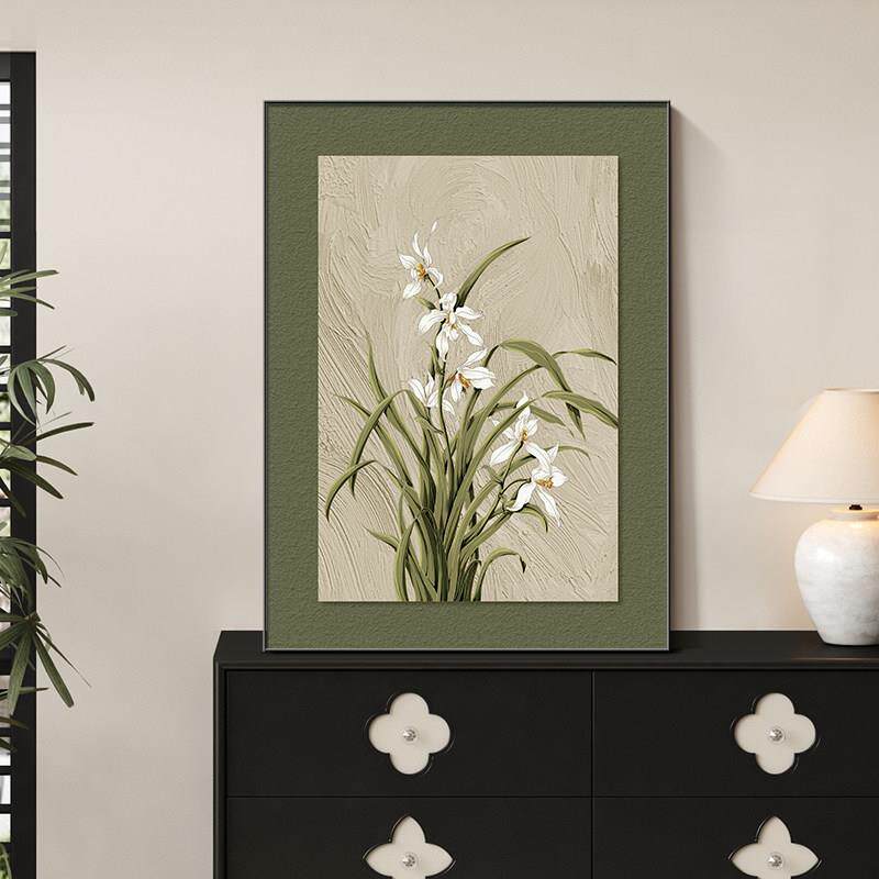 轻法式中古装饰画 画客厅饭厅小尺寸挂画 画卧室床头壁画 画兰花