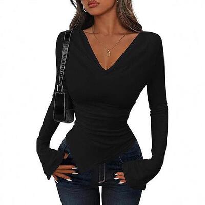 2025 long sleeved feminine style pile collar top