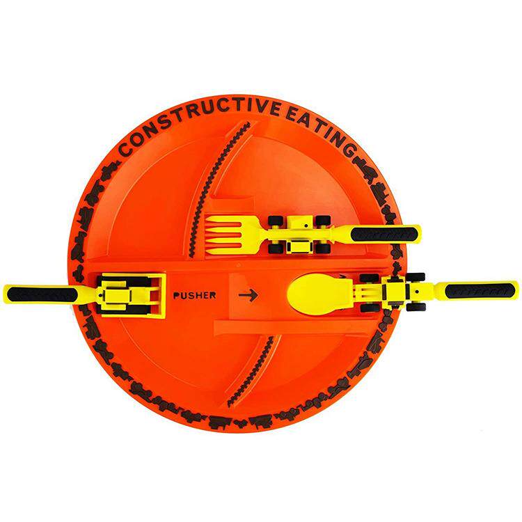 Dinneractive 汽车推土机挖土机铲土机叉铲餐盘儿童餐具三套装