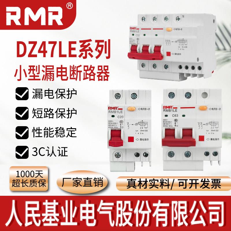 人民基业小型漏电断路器DZ47LE漏电保护器家用小漏保1P/2P/3P63A