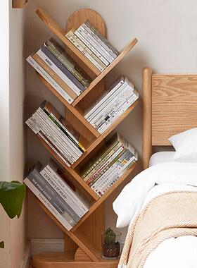 舜伊家墙具实木书架落230730地靠树形收纳架墙角物架家用置多创层