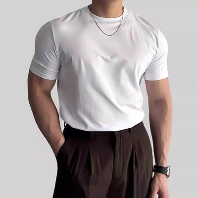 Men's Solid Color Crew Neck Raglan-Sleeve T-Shirt