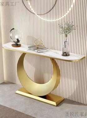 意式岩板玄关景台户桌柜现代端简约轻66903奢入客厅靠墙窄桌条案