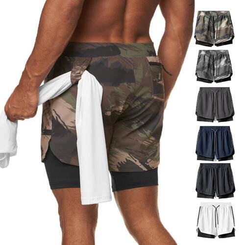 Men's shorts, sports basketball, mid waist running,