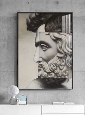 北欧现代装饰画人像石膏重合简约雕塑挂画雕像壁画撞色抽象过道画
