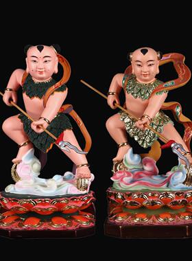 哪咤三太子神像中坛元帅站莲花穿肚兜哪咤三太子摆件神像佛像
