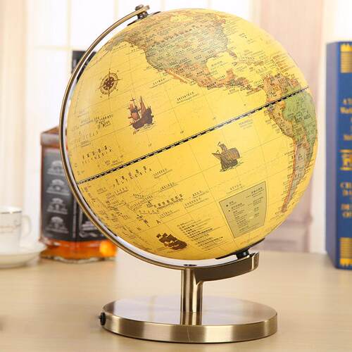 志诚 彷古地球仪摆件学生用高清25cm中号儿童书房复古装饰品20cm