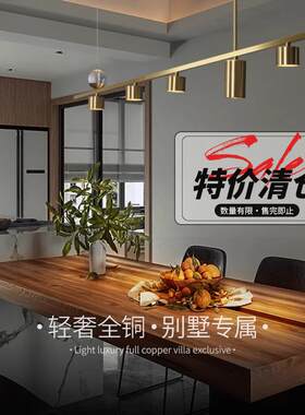 爱斯兰led全铜餐厅吊灯三头现代轻奢吧台北欧家用创意个性长条灯