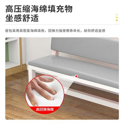 休息区长条软包椅长凳健身房沙发凳带靠背长条凳卡座长椅等候椅