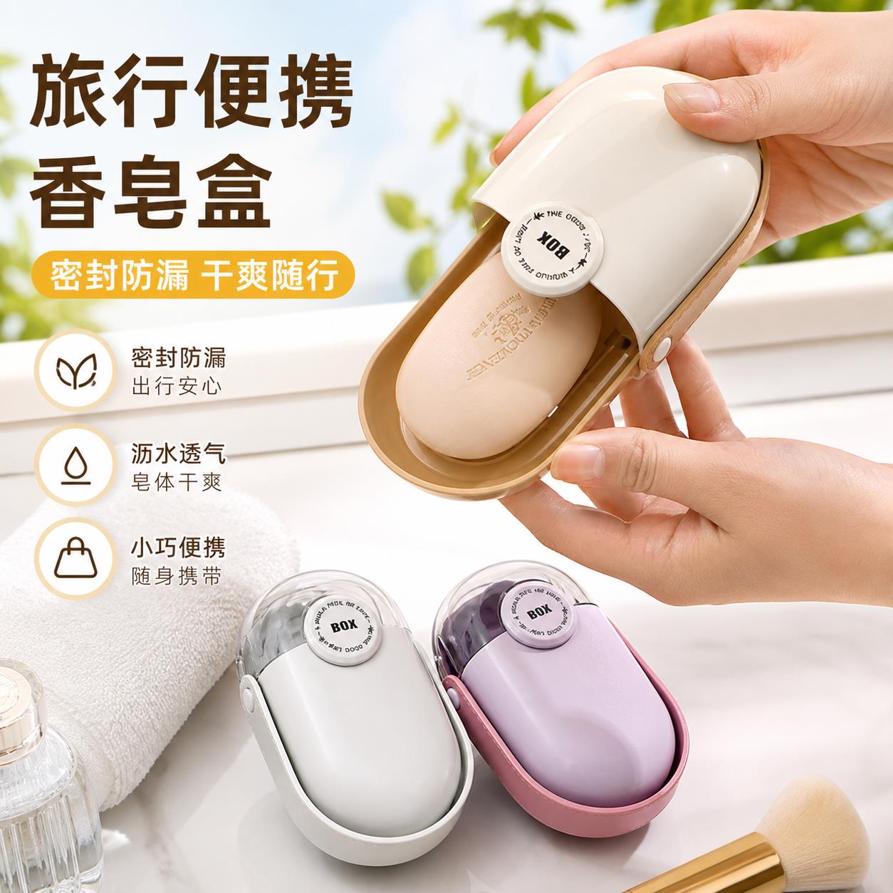 便携肥皂盒旅行带盖沥水香皂收纳盒出差专用皂盒家用洗衣皂置物盒