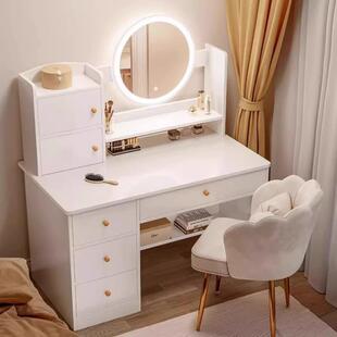 桦崟梳妆台卧室简约现代2025新款轻奢高级感主卧化妆 桌 书 桌 收纳 柜 一体摆件饰品床笠拉车