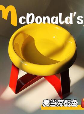 pecolo飞碟猫碗狗狗吃饭喝水碗PE宠物陶瓷碗防黑下巴带碗架猫咪碗