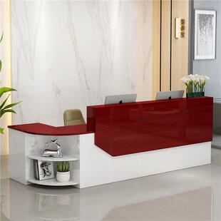 服装 店收银台弧形前台学型校接待桌公司吧台柜661桌简约烤漆台小